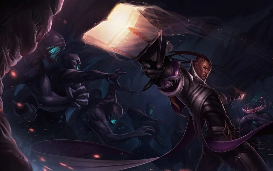 Best Lucian Skin with Glowing Gun and League of Legends Monsters Behind Him