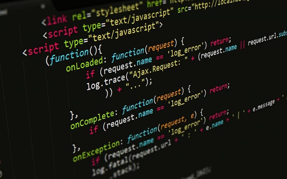 Website Javascript Code Showing Redesign in Progress