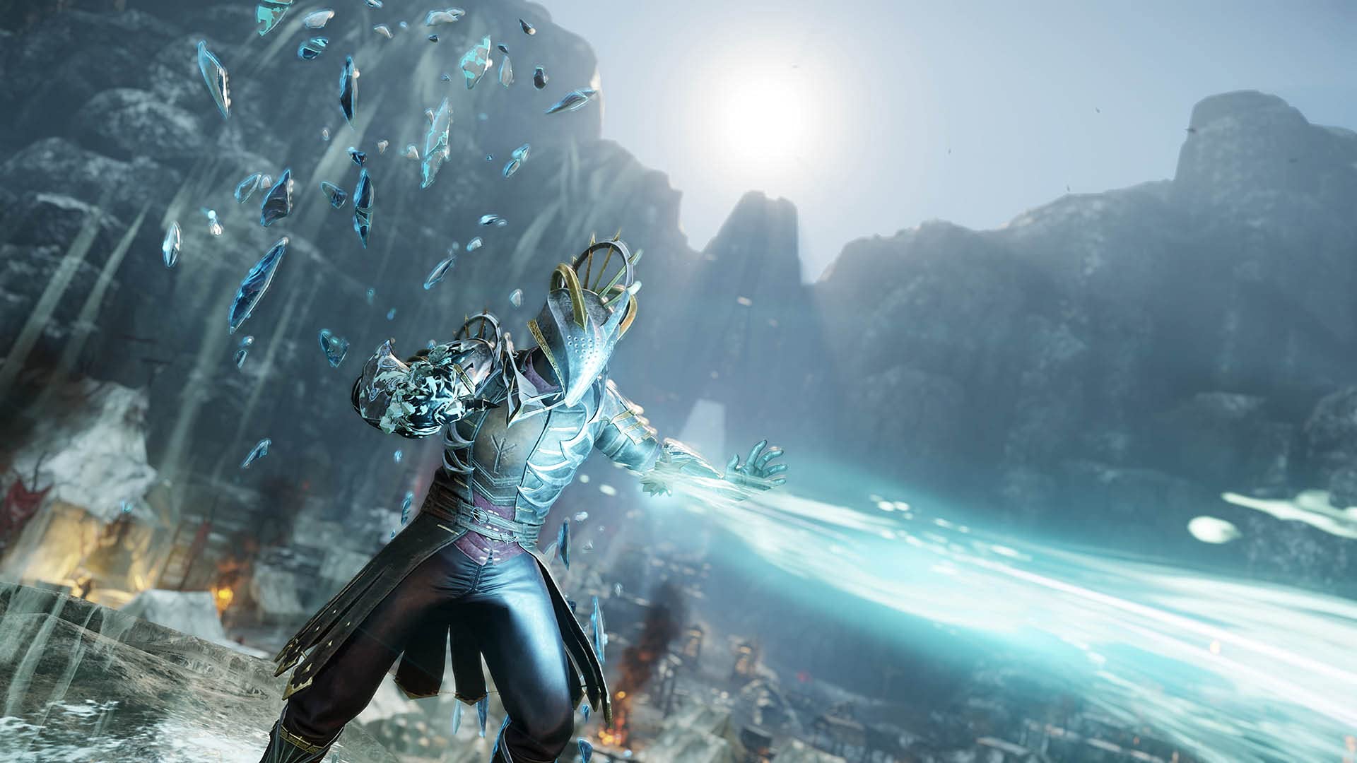 RPG Character Firing Bolt of Lightning Energy While Wearing Armor