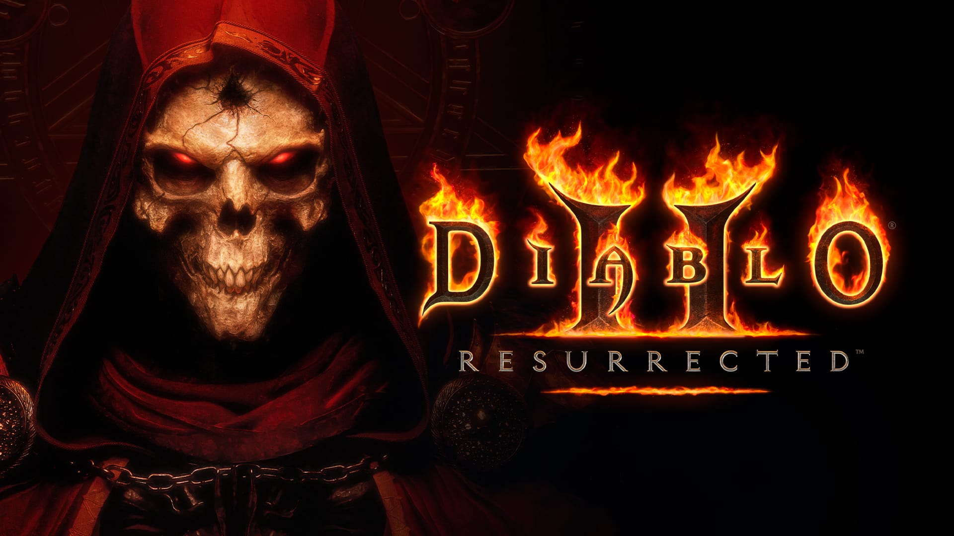 RPG Game Diablo II Skull on Fire